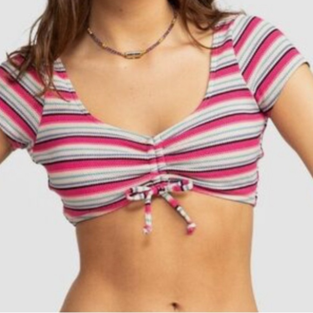 Roxy Multicolor Striped Crop Top - image 1